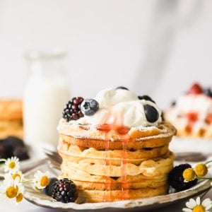These Fluffy Buttermilk Waffles are not your average waffles! Easy to make with 8 simple ingredients, this epic breakfast has an upgraded flavor and texture to help the meal feel extra special.