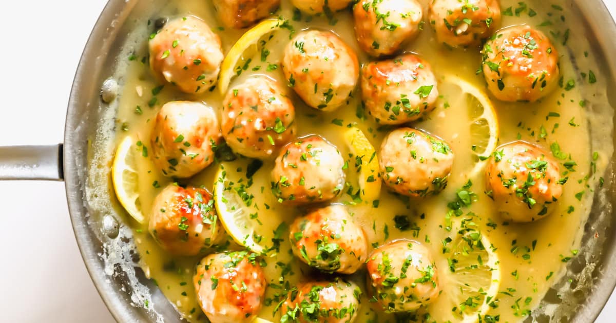 Easy Chicken Piccata Meatballs - Lena's Kitchen