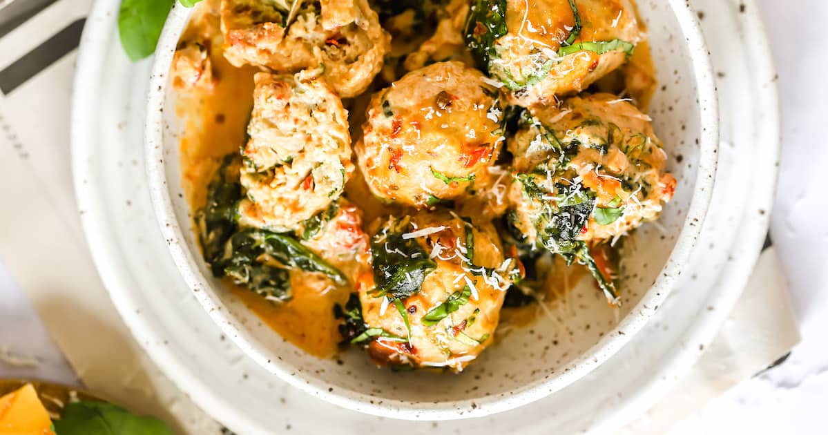 Creamy Tuscan Chicken Meatballs Lena's Kitchen