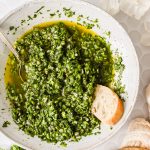 Chimichurri sauce in a bowl.