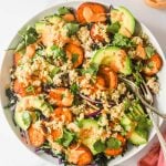 Grain bowl on a table.