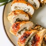 Stuffed turkey breast on a plate.