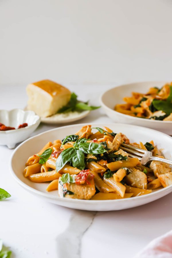 Mediterranean style chicken pasta.