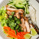 Lemongrass chicken in a bowl.