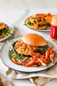 Mushroom burger with toppings.