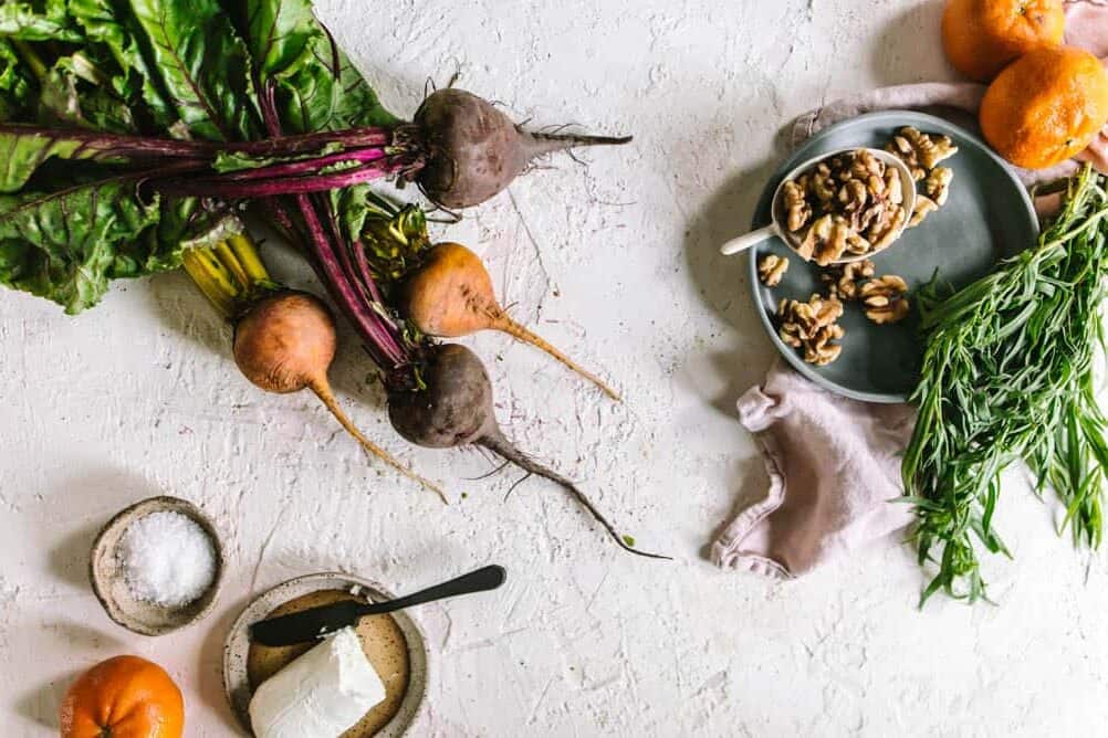 Fresh beet salad ingredients